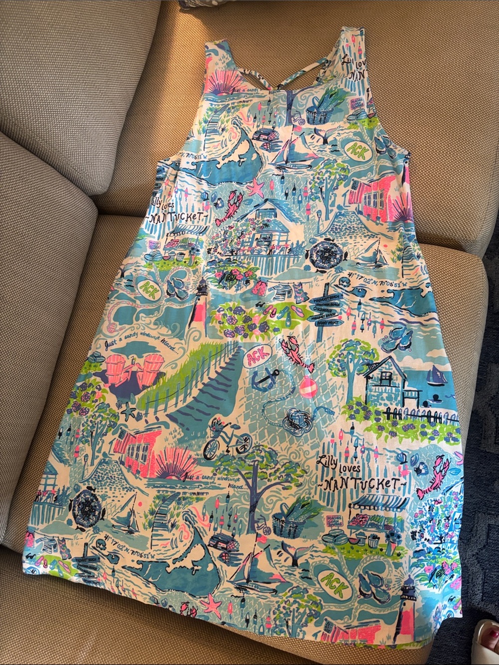 Lilly Pulitzer Bright Blue Nantucket Print Sleeveless Mini Dress